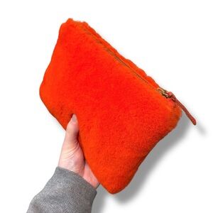 NWOT Prime Cut Shearling Clutch Pouch in Flaming Hot Cheeto Orange